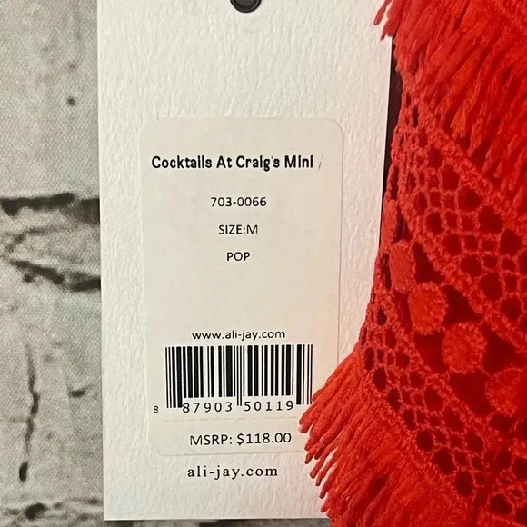 NWT ALI & JAY LA Cocktails At Craig's Mini Dress Medium Orangey Red POP - Picture 6 of 9